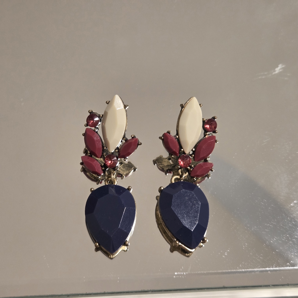 J. Crew Navy and Cream Drop Earrings